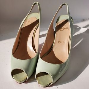 Christian Louboutin Sea Foam Slingback Heels 37.5